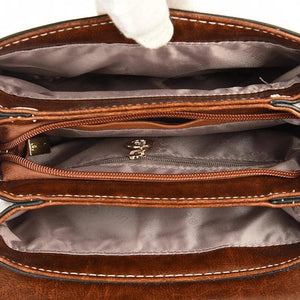 Vintage Brown Shoulder Bags Women Crossbody Bag Lady Sling Thread Flap Handbag