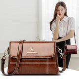 Vintage Brown Shoulder Bags Women Crossbody Bag Lady Sling Thread Flap Handbag