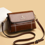 Vintage Brown Shoulder Bags Women Crossbody Bag Lady Sling Thread Flap Handbag