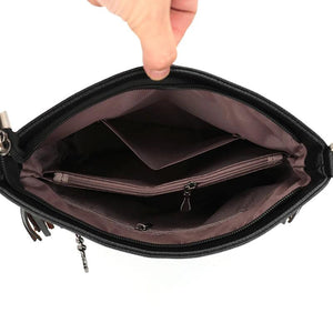 2 Straps PU Leather Shoulder Bags for Women Bucket Tassel Soild Women Messenger