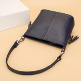 2 Straps PU Leather Shoulder Bags for Women Bucket Tassel Soild Women Messenger