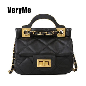 Solid Rhombus Chain Handbag PU Ladies One-shoulder Small Square Bag