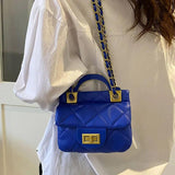 Solid Rhombus Chain Handbag PU Ladies One-shoulder Small Square Bag