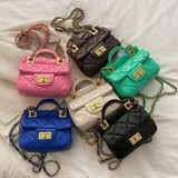 Solid Rhombus Chain Handbag PU Ladies One-shoulder Small Square Bag
