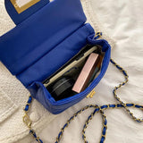 Solid Rhombus Chain Handbag PU Ladies One-shoulder Small Square Bag
