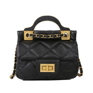 Solid Rhombus Chain Handbag PU Ladies One-shoulder Small Square Bag