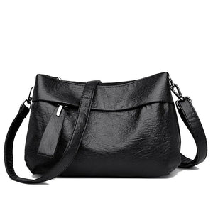Vintage Soft Leather Crossbody Bag Small Handbag Square Shoulder Messenger Purse