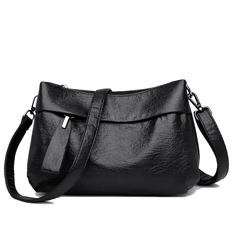 Vintage Soft Leather Crossbody Bag Small Handbag Square Shoulder Messenger Purse