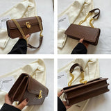 Rectangular Crocodile Shoulder Bag Spring Handbag