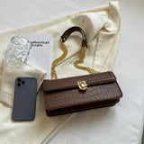 Rectangular Crocodile Shoulder Bag Spring Handbag