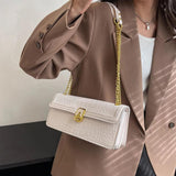 Rectangular Crocodile Shoulder Bag Spring Handbag