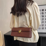 Rectangular Crocodile Shoulder Bag Spring Handbag