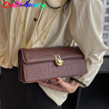 Rectangular Crocodile Shoulder Bag Spring Handbag