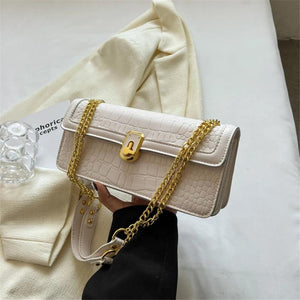 Rectangular Crocodile Shoulder Bag Spring Handbag