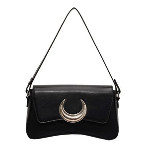 Women Leather Armpit Bag Chain Crossbody Handbag Arc Bag