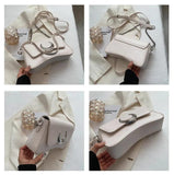 Women Leather Armpit Bag Chain Crossbody Handbag Arc Bag