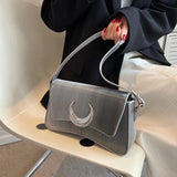 Women Leather Armpit Bag Chain Crossbody Handbag Arc Bag