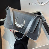 Women Leather Armpit Bag Chain Crossbody Handbag Arc Bag