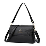 Leaves Pattern Women Shoulder Bags PU Leather Purses and Handbags