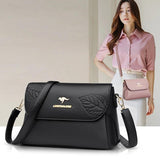 Leaves Pattern Women Shoulder Bags PU Leather Purses and Handbags