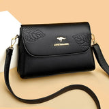 Leaves Pattern Women Shoulder Bags PU Leather Purses and Handbags