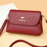 Leaves Pattern Women Shoulder Bags PU Leather Purses and Handbags