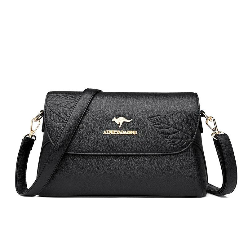 Leaves Pattern Women Shoulder Bags PU Leather Purses and Handbags