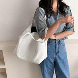 Women Large Capacity Shopping Bag Soft Leather Shoulder Bag