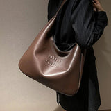 Women's Casual Large Capacity Shopper Shoulder Bag Solid Letter Print Tote Bag