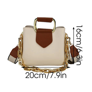 Vintage Chain Shoulder Bag PU Leather Crossbody Tote Bag