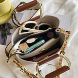 Vintage Chain Shoulder Bag PU Leather Crossbody Tote Bag