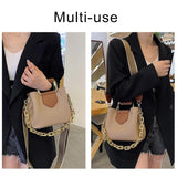 Vintage Chain Shoulder Bag PU Leather Crossbody Tote Bag