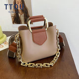 Vintage Chain Shoulder Bag PU Leather Crossbody Tote Bag