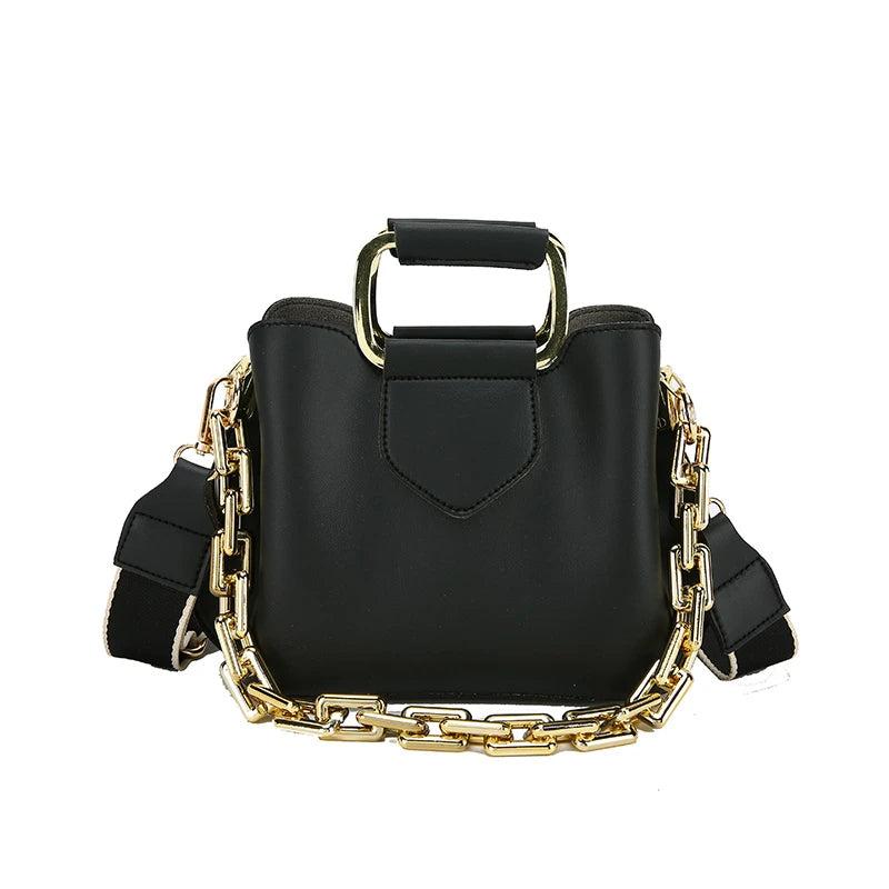 Vintage Chain Shoulder Bag PU Leather Crossbody Tote Bag