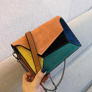 Small Panelled Shoulder Bag for Women Chains Crossbody Handbag