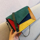 Small Panelled Shoulder Bag for Women Chains Crossbody Handbag