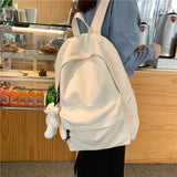 Canvas Backpack Women'S Solid School Bag