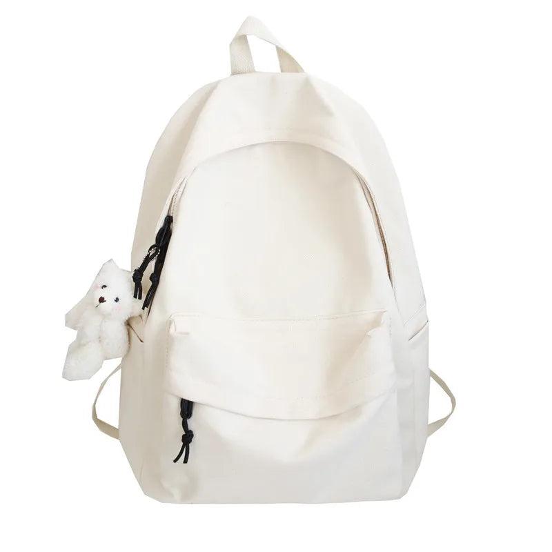 Canvas Backpack Women'S Solid School Bag