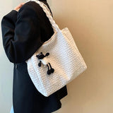 Winter Women's Corduroy Shoulder Bag Striped Tote Lady Purse Handbag