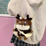 Plush Woven Tote Bag Bear Girl Messenger Bag Ladies Shoulder Bag