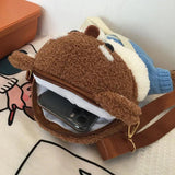 Plush Woven Tote Bag Bear Girl Messenger Bag Ladies Shoulder Bag