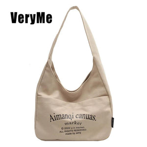 Canvas Bucket Bag For Women Large Capacity Shoulder Pack All-Match Handbag