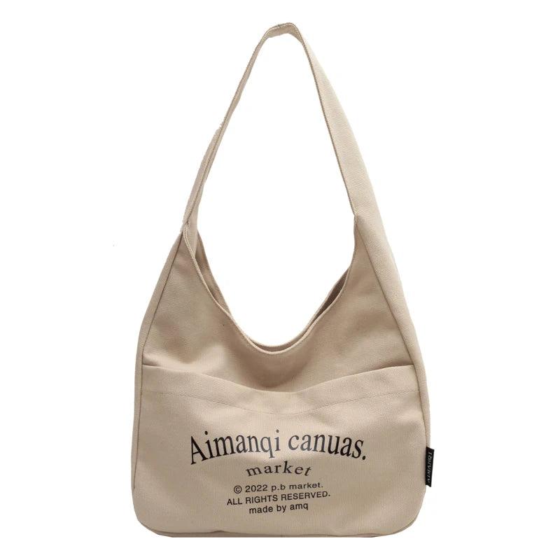 Canvas Bucket Bag For Women Large Capacity Shoulder Pack All-Match Handbag