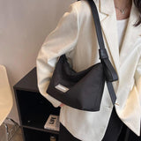 Canvas Letter Printing Women's One-Shoulder Handbag