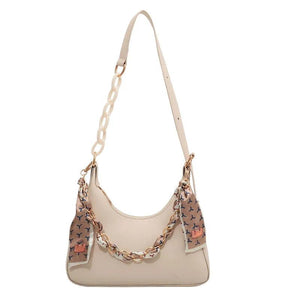 Women's Chain Silk Scarf Shoulder Bag