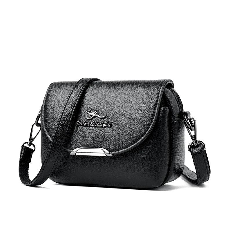 Women's High Split Leather Flap Crossbody Shoulder Bag