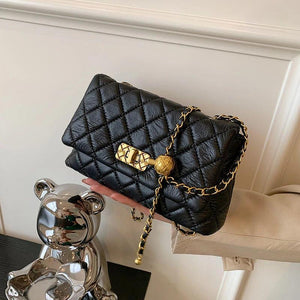 Vintage Chains Crossbody Bag for Women Solid Flap Shoulder Purses