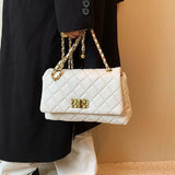 Vintage Chains Crossbody Bag for Women Solid Flap Shoulder Purses