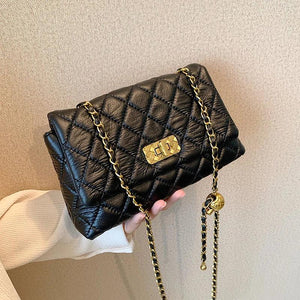 Vintage Chains Crossbody Bag for Women Solid Flap Shoulder Purses