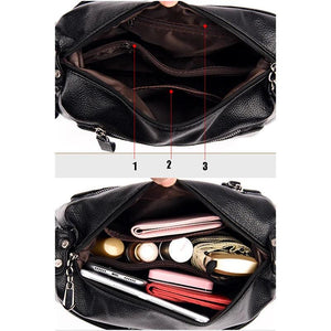 Casual Many Pockets High PU Leather Women Shoulder Bags Handbags Women Crossbody